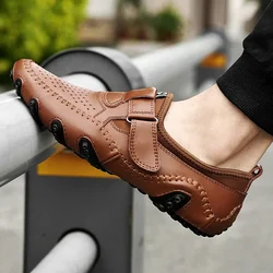 Summer Breathable Driving Shoes Slip on Moccasins Zapatos Hombre Genuine Leather Men Shoes Casual Italian Hollow Out Men Loafers