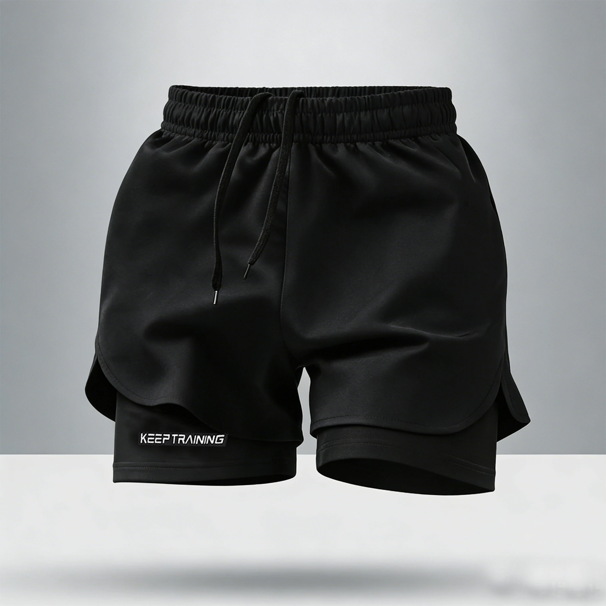 Men's quick drying and breathable 2-in-1 running shorts with built-in lining suitable for exercise jogging and marathon running