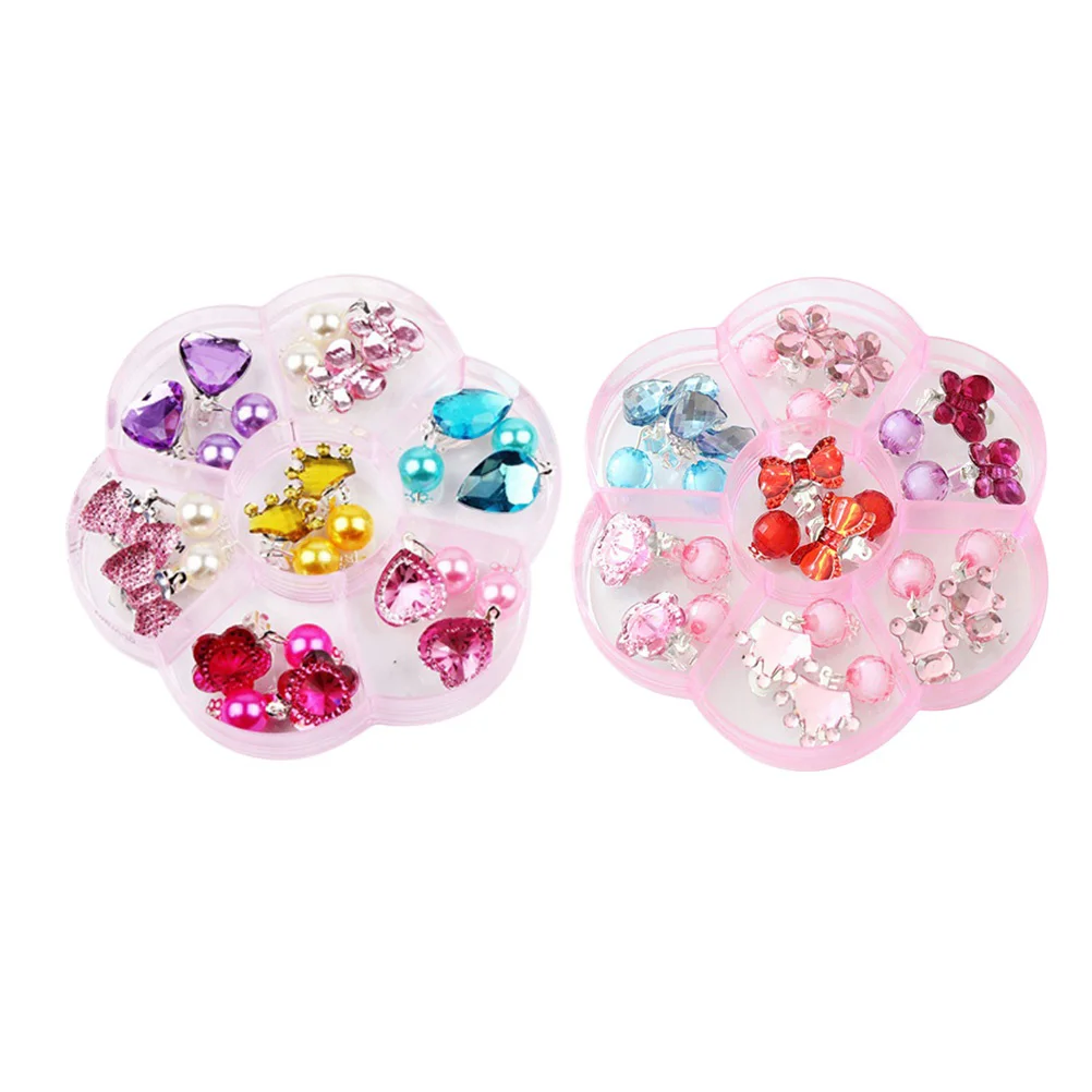 

14 Pairs Girls Play Ear Clip Decorations Dress-up Party Earrings Little Playful Clip-on Jewelry Cartoon Kids Accessory Drops