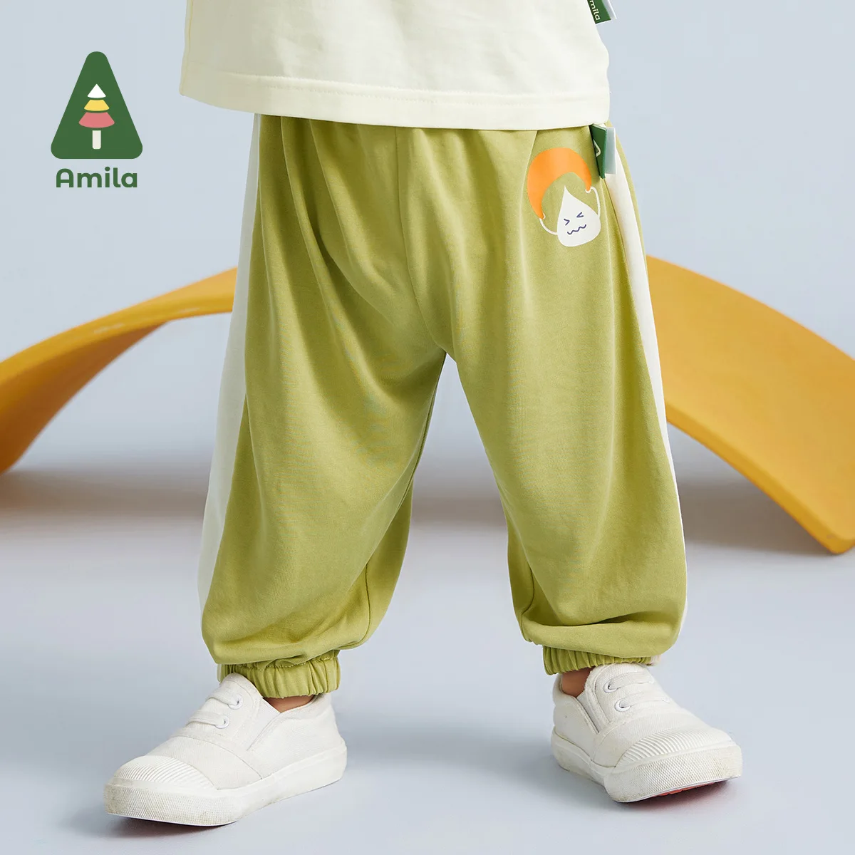 Amila Baby Boys Bottoms Clothing 2023 Summer New Breathable Cute Cartoon Water Drop Pattern Solid Color Kids Clothes Pants 0-6Y