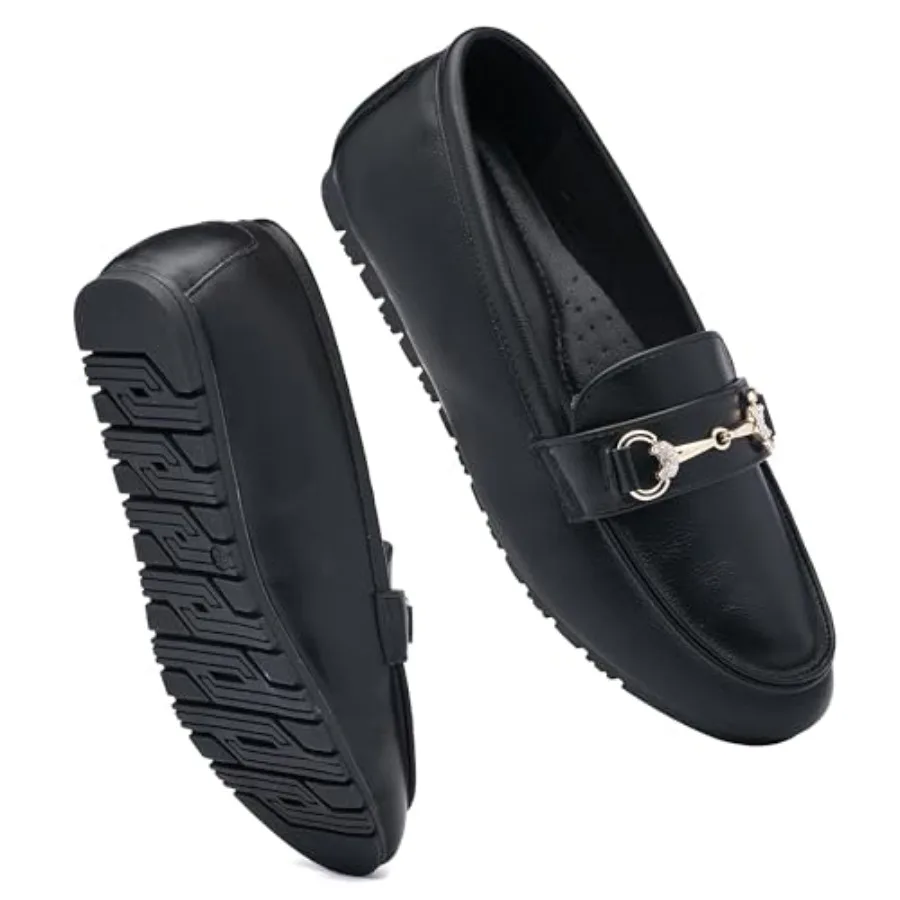 

Women's Wide Loafers Casual Slip on Flat Shoes Women's Comfort Penny Loafers with Arch Support Women Dressy Moccasins