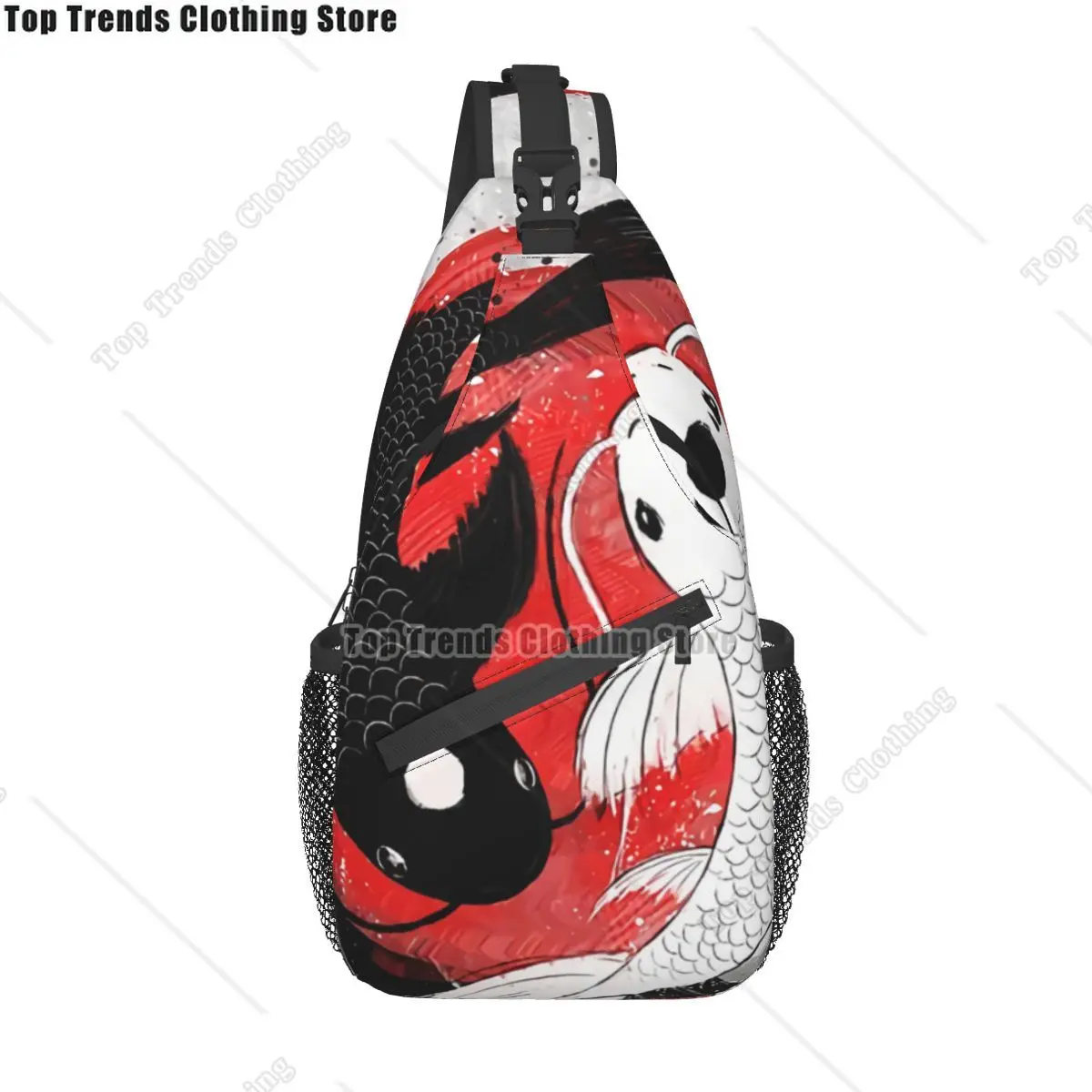

Koi Fish Yin Yang Crossbody Chest Bags Hip Hop Pockets Travel Pack Messenger Sports Teens Shoulder Bag Unisex