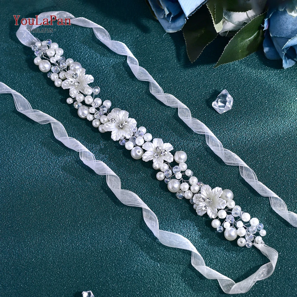 YouLaPan Elegant Pearl Crystal Waist Decorative Bride Wedding Dress Belt Women Prom Dress Belt Dress Waist Accessories SH795