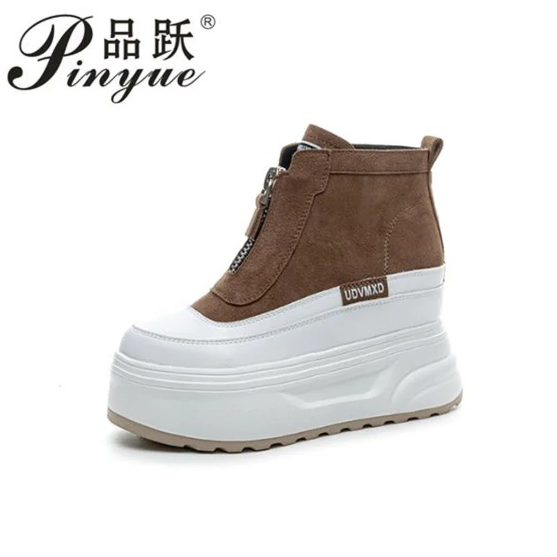 

10 см замшевые осенние ботильоны из коровьей кожи, мокасины, женские массивные кроссовки, весенние модные короткие ботинки34 40