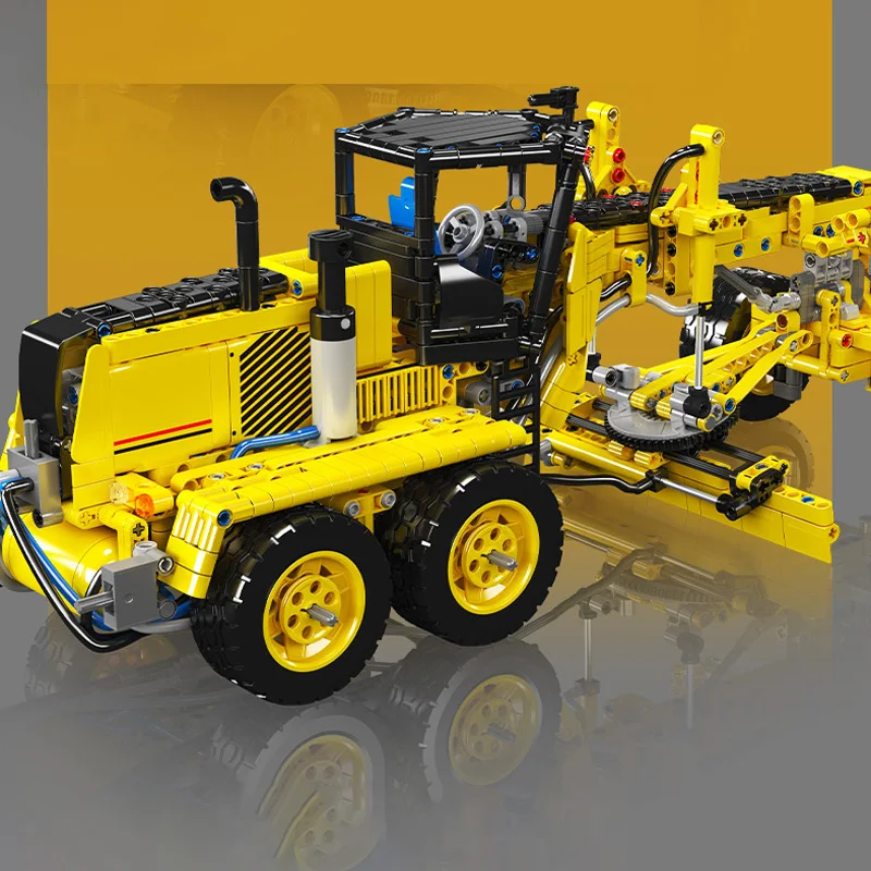 Mould King 19023 Pneumatic Engineering Motor Grader GD655-6 Building Blocks Set Technical Vehicle Bricks Toys Adults Kids