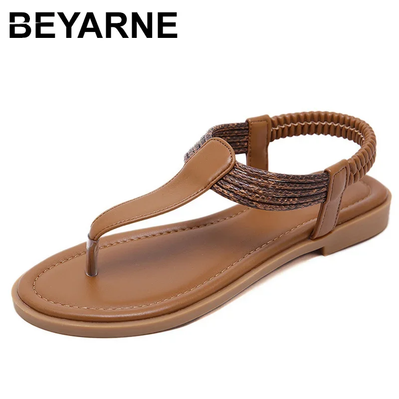 BEYARNE Women Sandals Summer Casual Flip Flops Low Heels Platform Shoes Ladies Non-slip Beach Sandals Mujer SandaliasE580