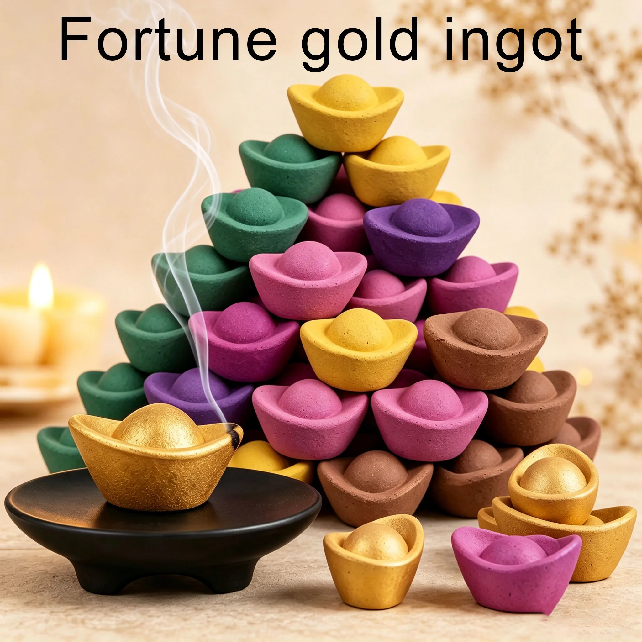 (10 Pieces/20 Pieces Available in Two Different Sizes) Golden Ingot-Shaped Sacred Wood Incense Sticks with Sandalwood, Lemongrass, Rose, and Lavender Scents, Handmade, Long-Lasting Fragrance, Golden Ingot Style, Symbolizes Attracting Wealth and Fortune, Suitable for Home Rituals, Reading Desks, Tea Tables, Yoga Spaces, Cozy Evenings, and Gift-Giving