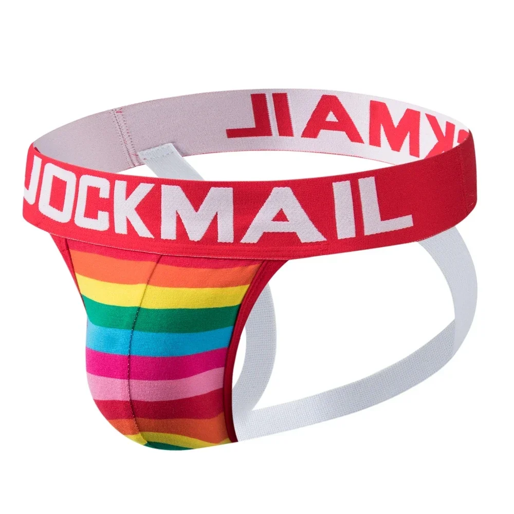 3pcs/Lot Sexy Men Underwear Jockstrap Brief Underpants Rainbow Stripes Gay Underwear Slip Tanga String Thong Breathable Cotton