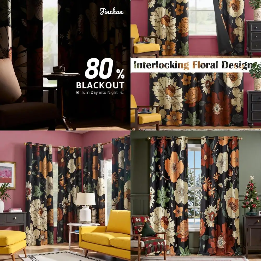 

Затемняющие цветочные шторы 108, для гостиной, винтажный стиль бохо, осенне-зимний декор, комплект из 2 панелей с люверсами