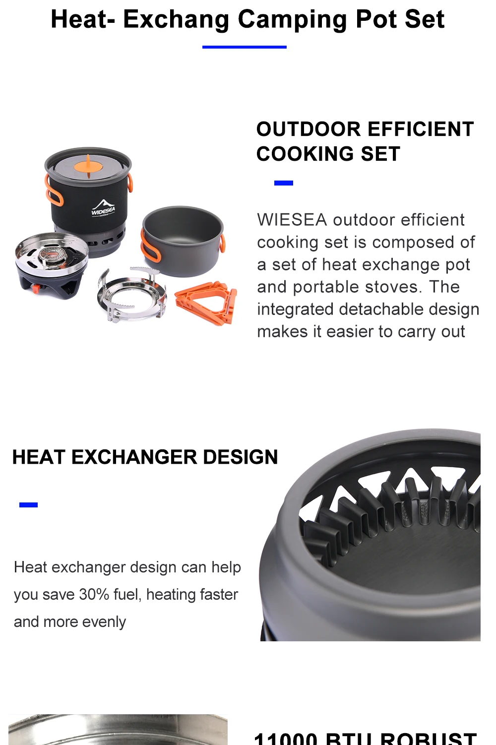Widesea Camping-Kochsystem mit Wärmetauscher, Outdoor-Gasbrenner, Herd, Touristentopf-Set, Tasse, Geschirr, Kochgeschirr, Tourismus, Wanderung – Detail 4