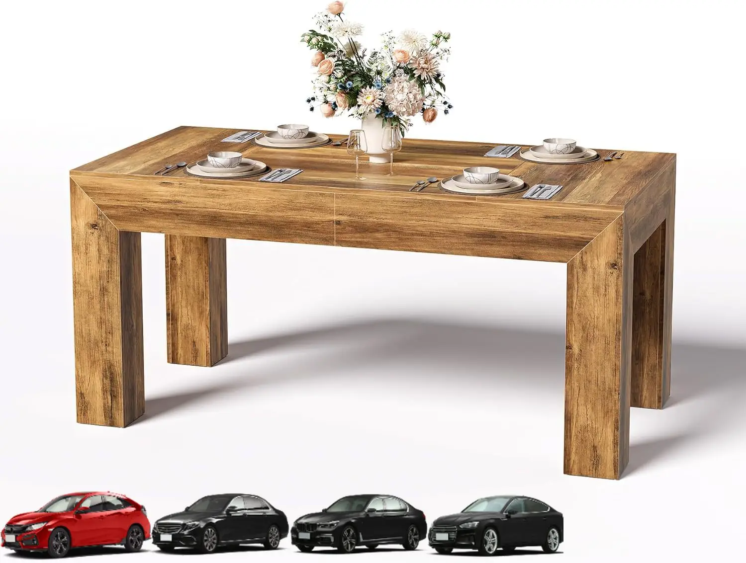 

LITTLE TREE Modern Dining Table, Rectangle Heavy Duty Kitchen Table for Home, Farmhouse 63 Inches Wooden Furniture for 4-6 Peopl