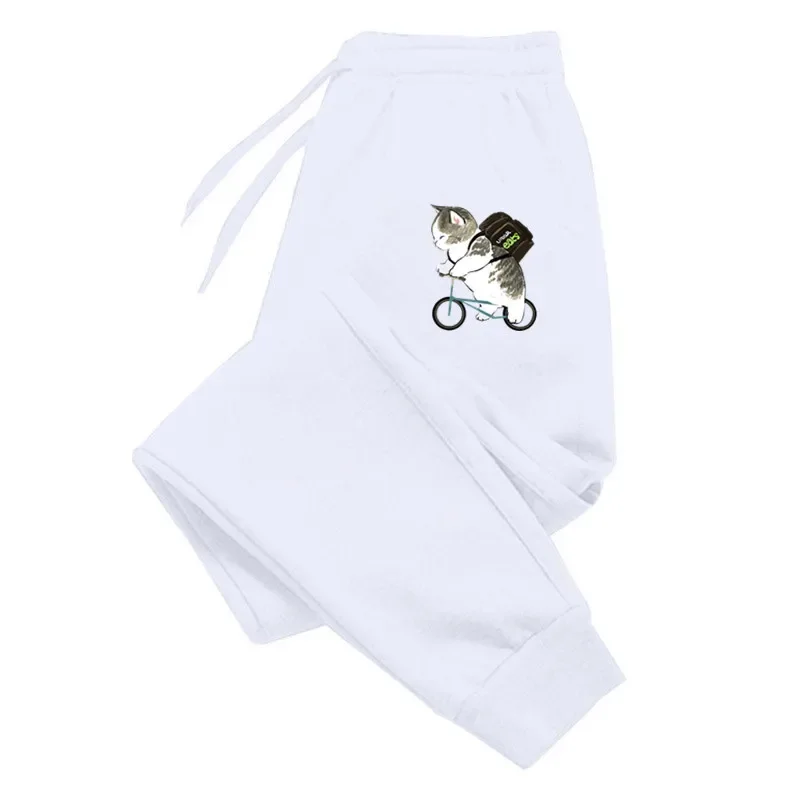 2025年秋冬学年向け漫画プリント可愛い猫スタイルおしゃれ、スタイリッシュ、クラシック、シンプル、カジュアル、スポーティパンツ