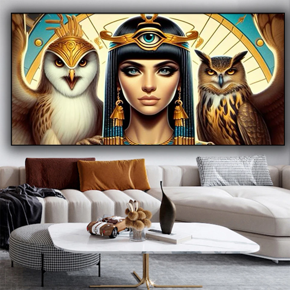 Egyptian Goddess And Owl Diy diamond painting New 2024 full square round Diamond Mosaic pattern embroidery portrait Home decor