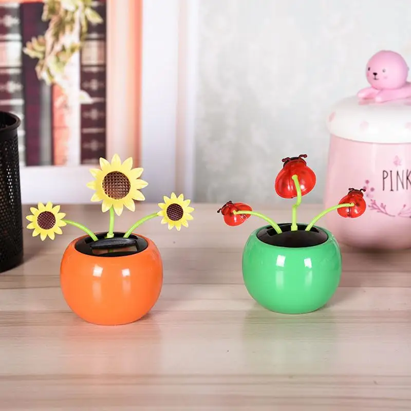 Solar Toy Sunflower Ornaments Dancing Flowers Solar Powered Car Dashboard Solar Automatic Swing Solar Flower Car Ornament