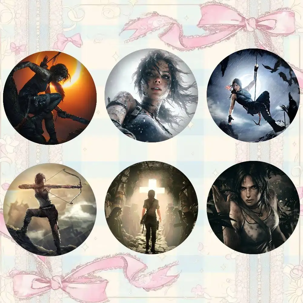 Hot Games Tomb R-Raider Badges Fun Creative Button Pins Brooches For Clothes Backpacks Good Gifts For Kids Friends