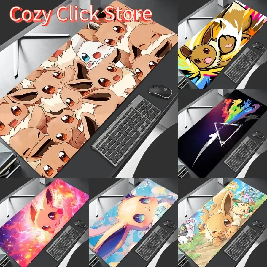 Anime P-Pokemon Eevee Mouse Pad Gaming  Keyboards Desk Mat Laptops Perfect Gift for LOL Gamers and Anime Enthusiasts