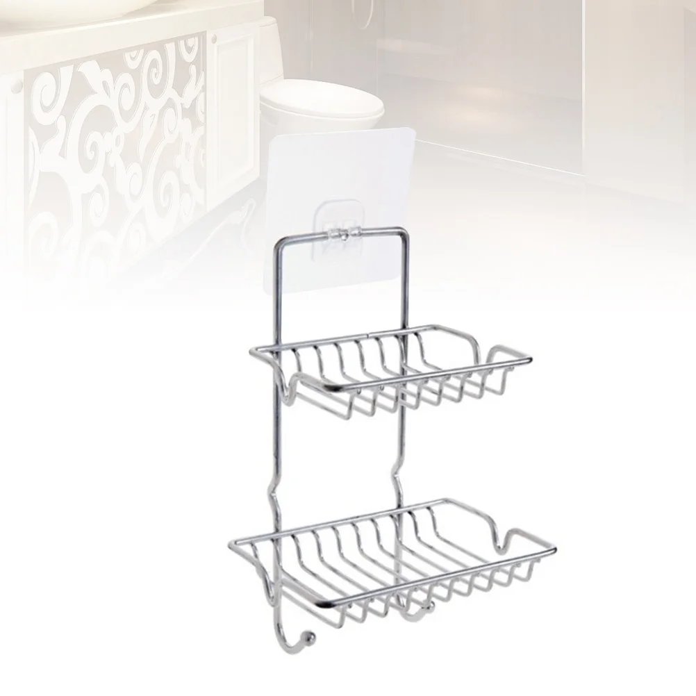 

Double Layer Soap Holder Stainless Steel Waterproof Adhesive Rack For Bathroom Kitchen Shower Soap Dish Storage