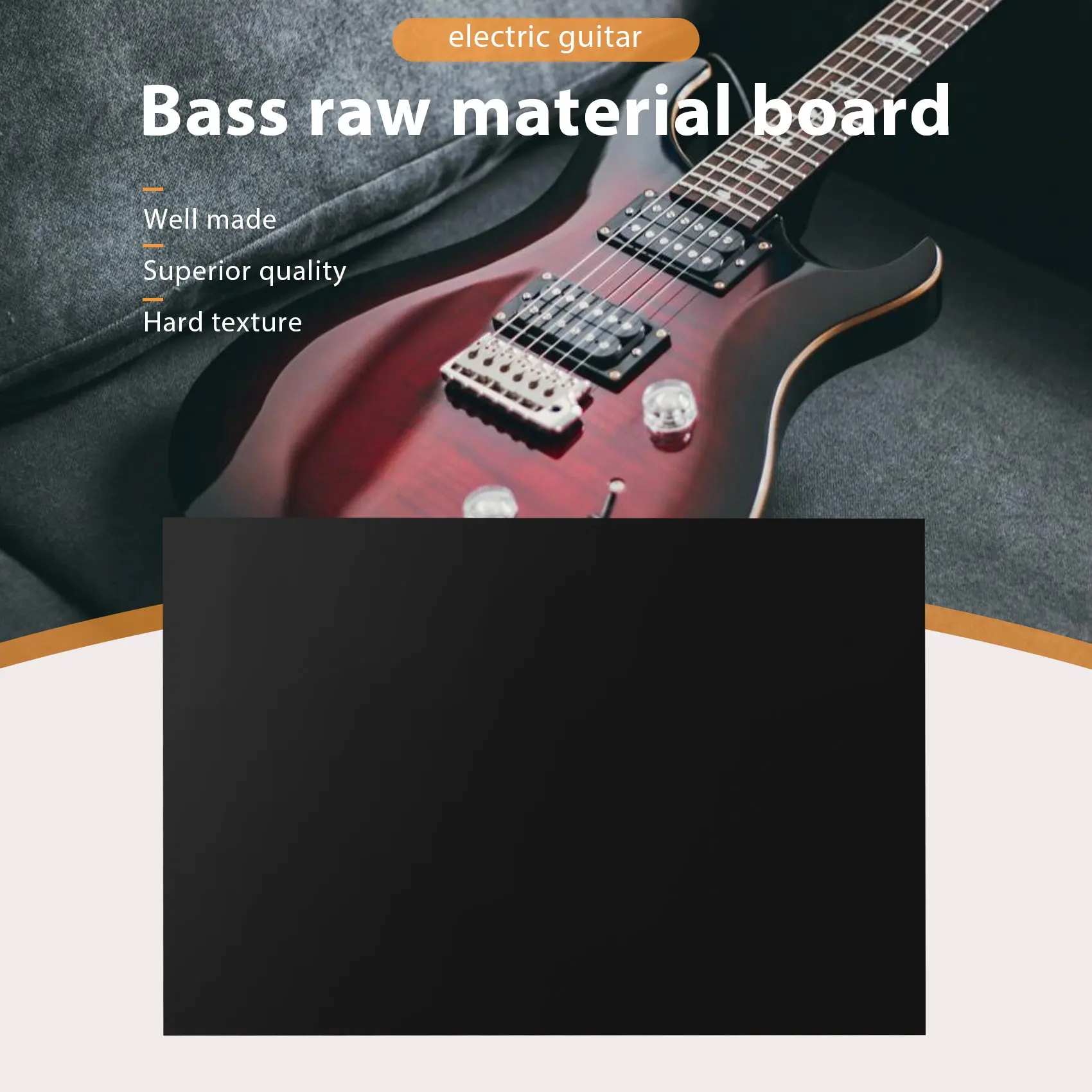 ABVE-lembar Pickguard Bass gitar, bahan kosong pelat 1 lapis hitam 43x29 cm