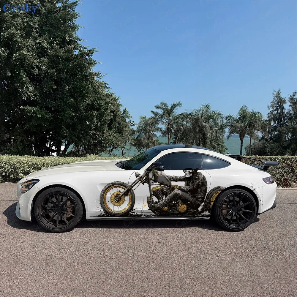 

Skeleton Driver Stickers Car Decal Full Body Floral Decoration Covering Scratches Protect Car Decal Waterproof Car Vinyl Wraps