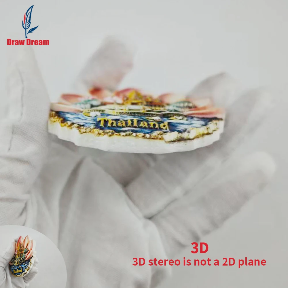 1Pc Thai Creative 3D Embossed Refrigerator Magnet World Travel Souvenir Collection Suitable for Home and Office Decoration, Personalized Exclusive Travel Souvenir Magnetic Refrigerator Magnet Home Decoration, Kitchen, Room, Office, Cabinet Crafts Gift, Holiday Souvenir, Exquisite Small Gift