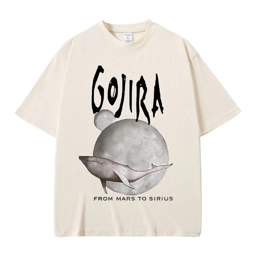 メンズ・レディース ヴィンテージ ゴシック ロック Tシャツ フランス メタルバンド ゴジラ から火星へ シリウスへ 飛ぶクジラ 音楽アルバム グラフィック Tシャツ