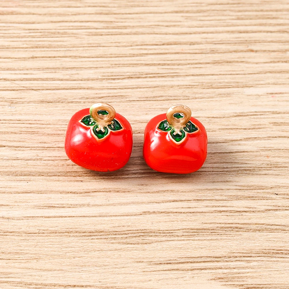 Tusember 5 Stück Emaille-Gemüse-Anhänger Pilz Karotte Aubergine Mais Paprika Charms Perlen Passend für Original-Armband DIY Schmuck – Detail 16