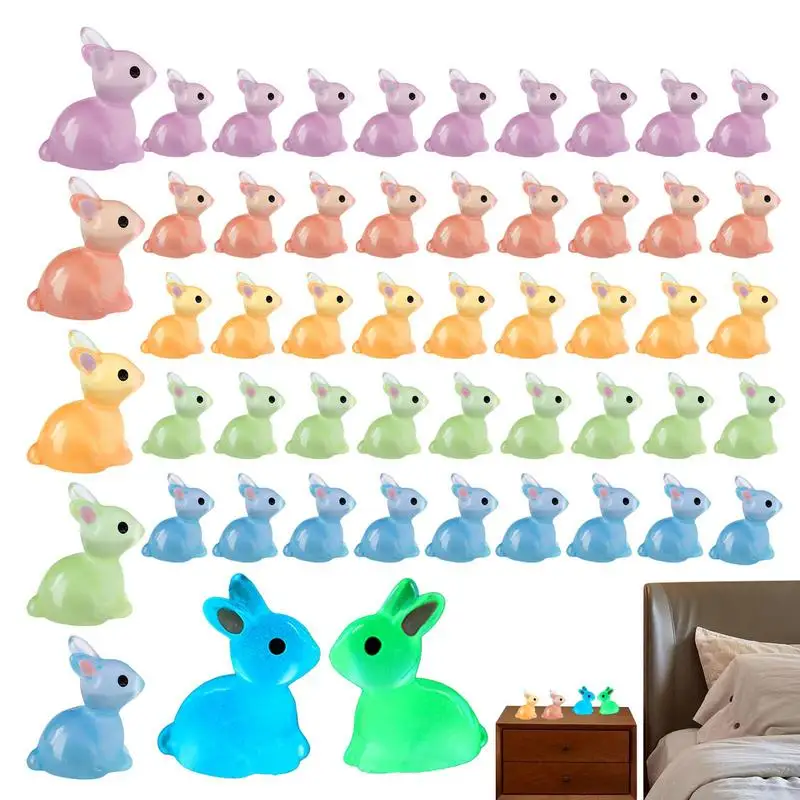 

Mini Rabbit Figurines 50pcs/set Resin Bunnies Bulk Glow In The Dark Rabbits Garden Decorations For Parties Yards Patio Potted P