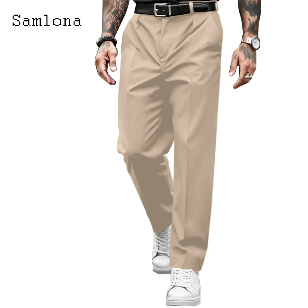 2025 الرجال بدلات الموضة الأنيقة السراويل البيضاء مستقيم Hotpants الذكور الكاحل طول بنطلون حجم كبير الرجال Sweatpants الأساسية غير رسمية