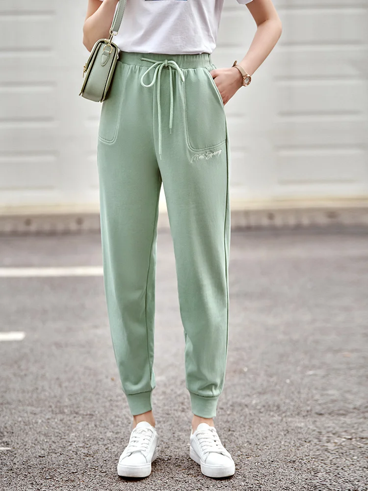 OLrain Women Slacks 2025 Autumn Fashion French Senior Wear Gray Casual Pants Ashion Loose Casual Sports Pencil Pants O21XK38303