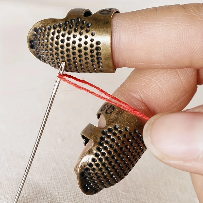 2 Stück Verstellbare Vintage-Bronze-Nähfingerlinge, Fingerschutz für Handnähen, Stickerei & DIY-Basteln, Sommer-Nähzubehör