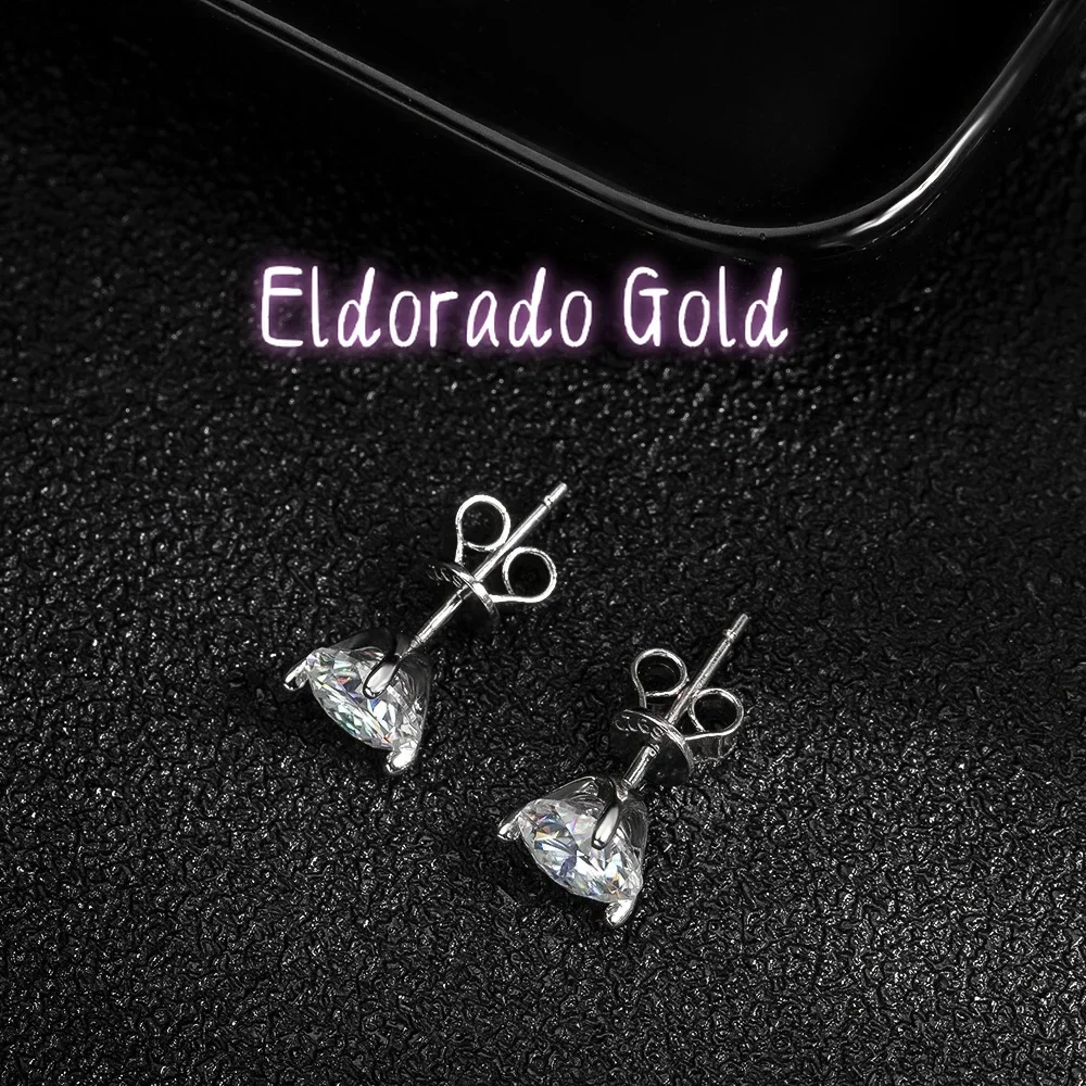 

Eldorado Gold New D VVS1 Round Moissanite Earring 3 Prongs Setting Classic Trendy Women Man Fine Jewelry GRA Certified 925 Sliv