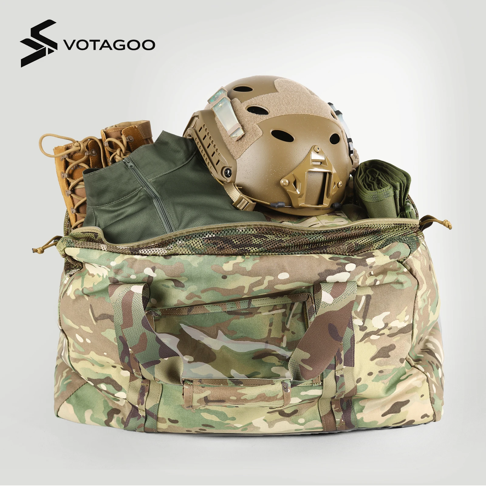 VOTAGOO Tactical Bulletproof Vest & Equipment Bag, Large Capacity 52L for Outdoor Hunting Training Storage