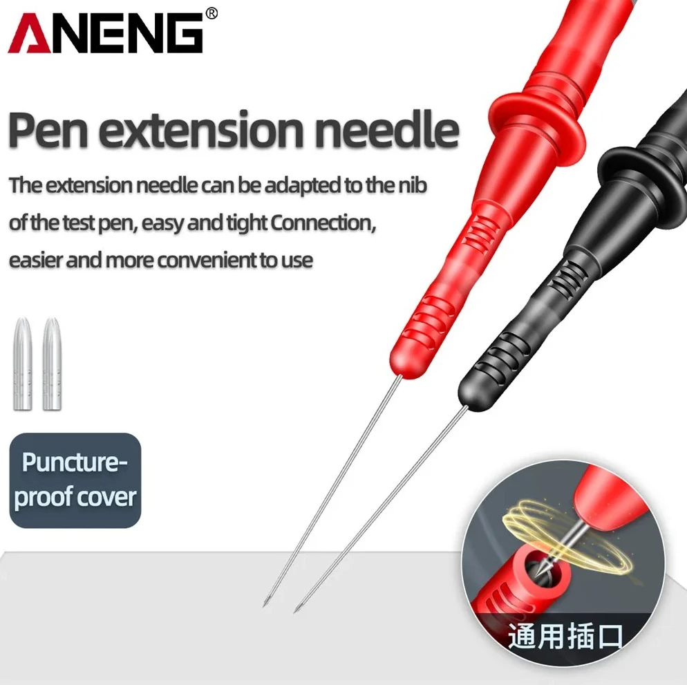 

1000V/10A Pen Extension Needle Tip Multimeter Wire ANENG PT2003 1 Pair Probe Tip Test Fine tip Bendable Probe Detachable Tools