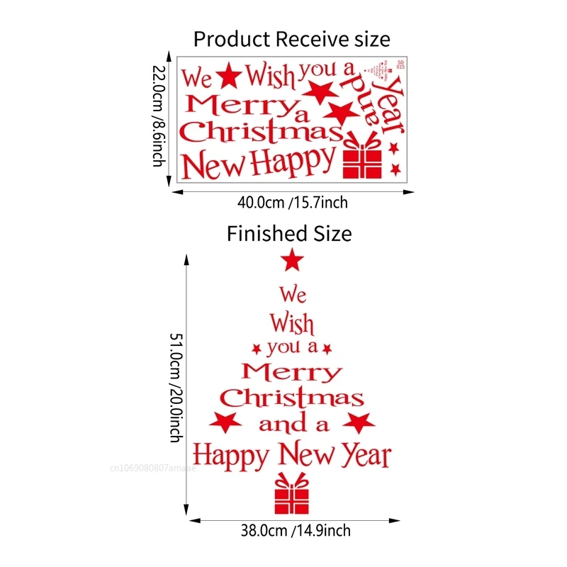 Christmas Tree Window Clings Stickers for Glass Best Wish Xmas Decals Home Decoration Holiday Decoration 2025 for New Year Party