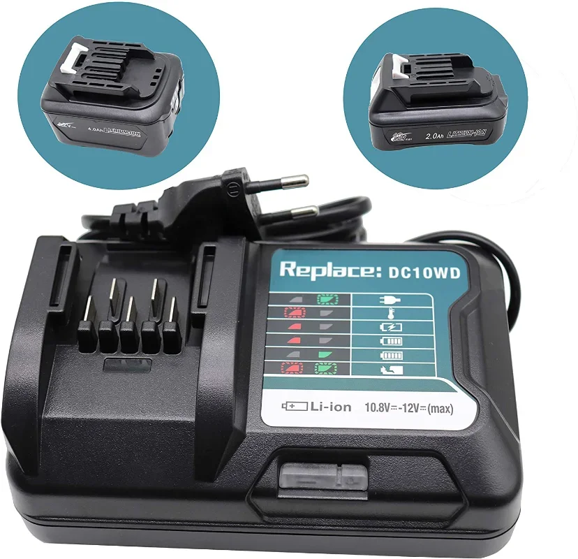 Fast Lithium Battery Charger for Makita DC10WD / DC10SB / DC10WC / BL1015 / BL1016 / BL1021B / BL1041B 10.8V 12V LED Charger