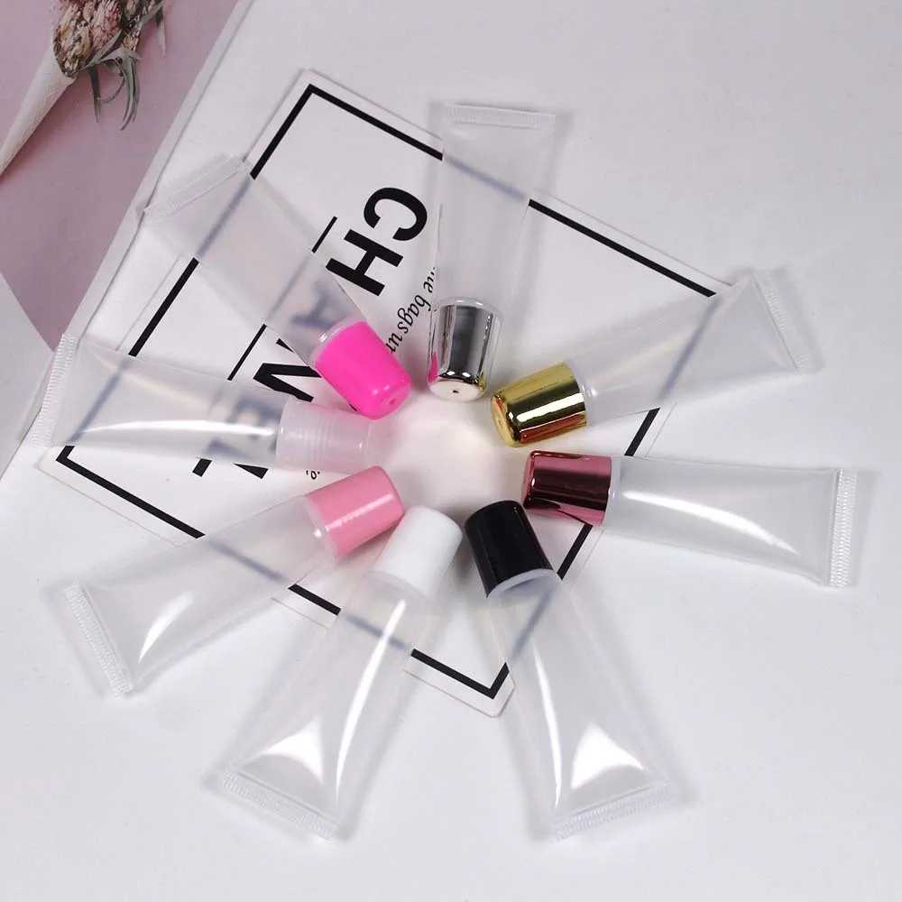 

Empty Lip Gloss Tube Private Label 10ml Squeeze Tubes Clear Soft Lipstick Lip Balm Container Refillable Bottle Cosmetics 50pcs