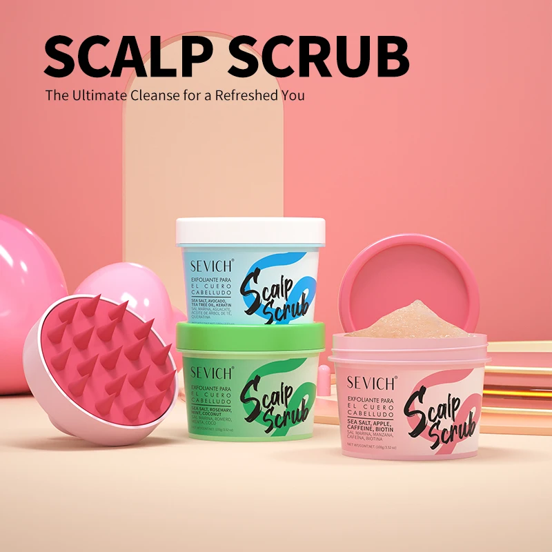 

Скраб для кожи головы с морской солью, 100 г с массажером, шампунь для глубокого очищения волос, скраб для удаления перхоти, разглаживающий питательный уход за волосами