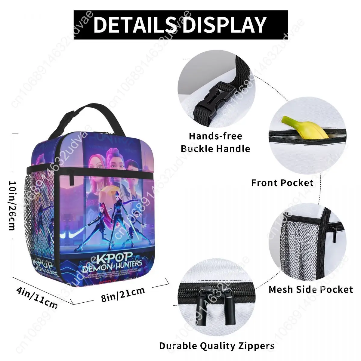 KPop Demon Hunters Anime Lunchtas Picknick Lunchbox Voor Vrouwen Casual Grafische Thermische Lunchtassen Oxford Draagbare Koeltas