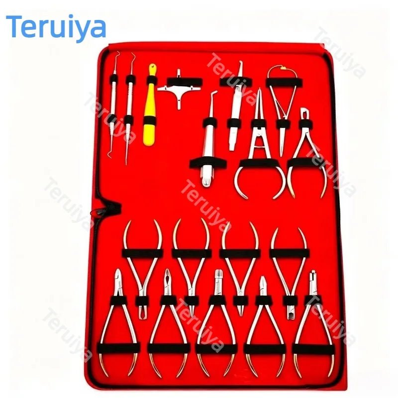 18Pcs Dental Orthodontic Kit, Dental Lab Forming Pliers & Stainless Steel Arch Wire, Orthodontic Instruments