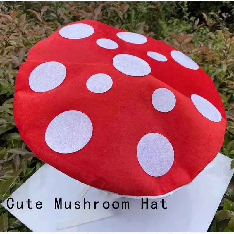 Amanita Muscaria Mushroom Hat Red & White Spotted Halloween Costume Accessory for Cosplay And Party