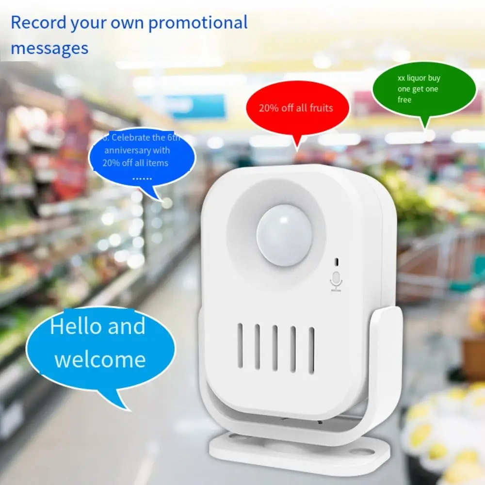 

Security Alarm Smart Voice-Activated Doorbell Infrared Motion Sensor Rotatable Wireless Door Bell with Recording Function
