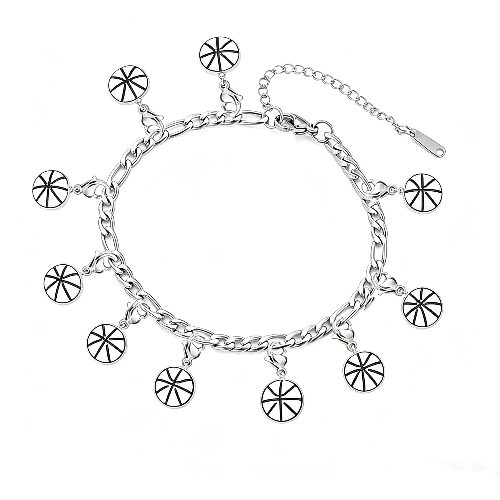 Kkjoy DIY Sportlicher Stil Armband-Anhänger Edelstahl Kleine Fußball Basketball Anhänger Schmuck Geschenke für Basketball- und Fußballfans – Detail 11