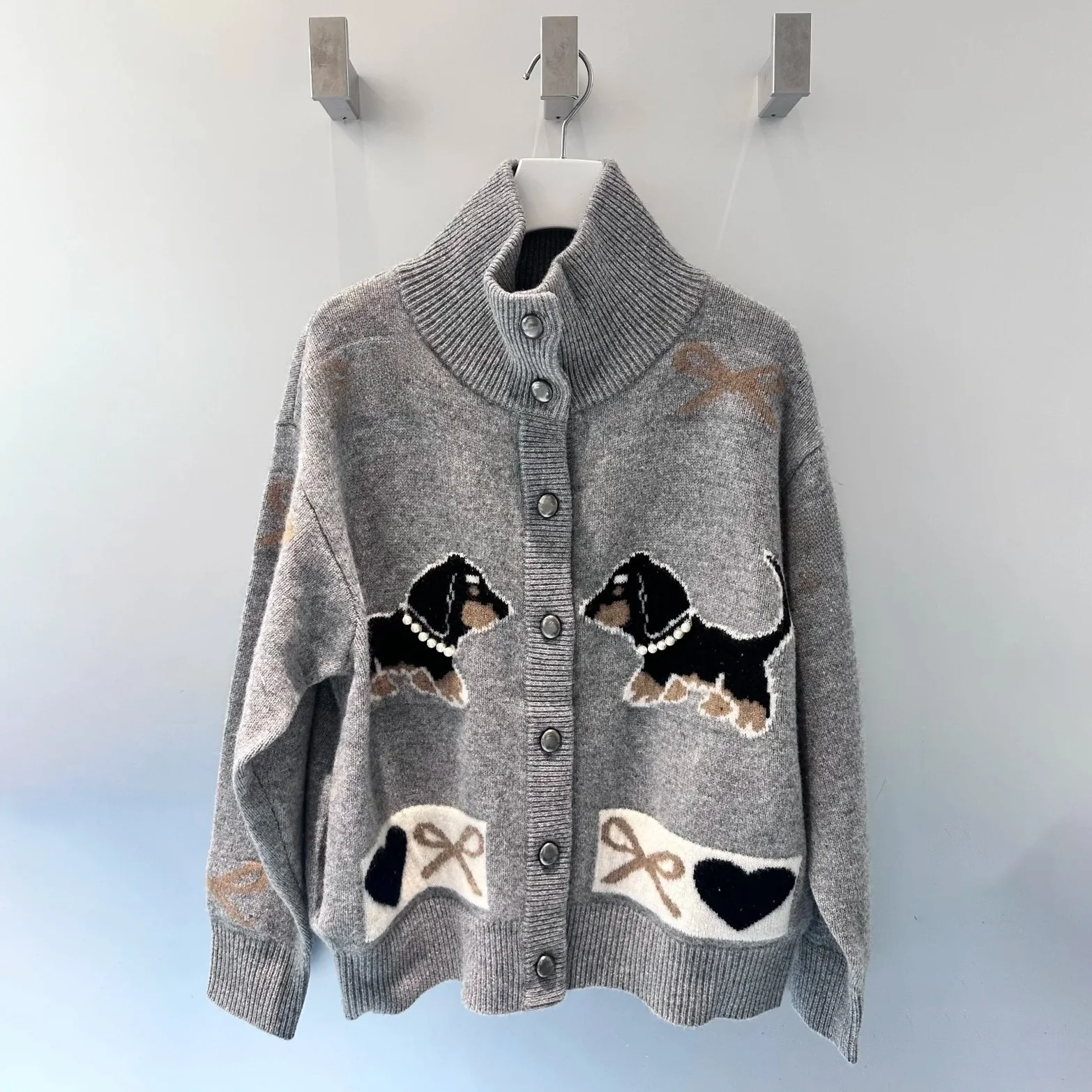 

High-End Women's Casual Knitted Cardigan Coat Long Sve Cartoon Embroidery All-Match Autumn New Sle Faion Outerwear