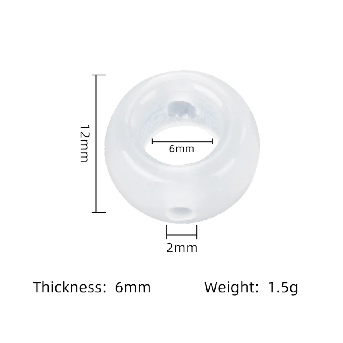 10PCS Fashion Natural Semi Precious Stone White Agate Large Hole Beads for DIY Jewelry Making Necklace Bracelet Earrings Gift