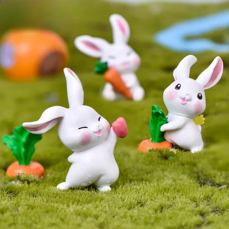 

A Set Of Six PiecesOf Resin Cute Rabbit Ornaments DIY KeychainMiniatureLandscape Accessories Home Desktop Car InteriorDecoration