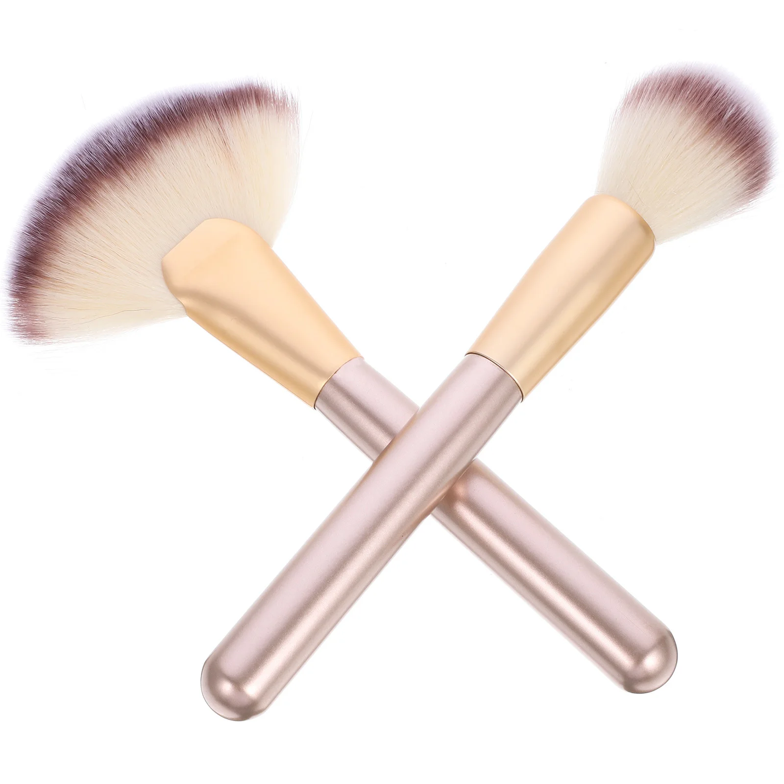 1Set Fan Makeup Brush Set Wooden Handle Soft Nylon Bristles Facial Makeup Blush Powder Highlighter Applicator Multipurpose