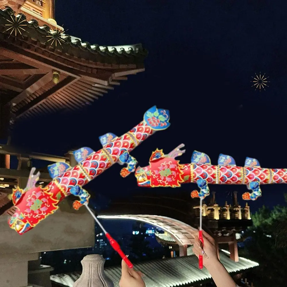 Exquisite Handmade Dragon Lantern Waterproof Chinese Style Handheld Dancing Dragon Toy Glowing Plastic Dragon Light Toy Kids