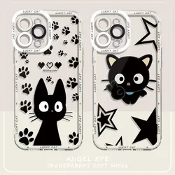 Cute Cartoon Black Cat Phone Case for Honor X8a 90 Lite X9a 5G X8 4G X8 Clear Silicone TPU Coque Cover