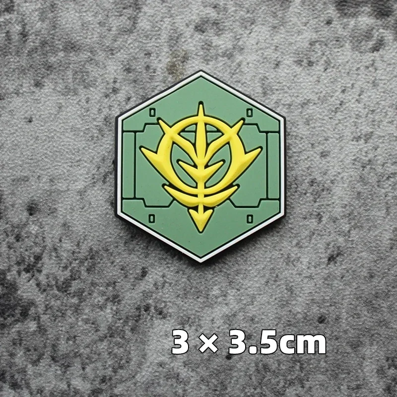 Hexagonal Mini Gundam PVC Morale Badge Personality Earth Federation Hook&Loop Patch For Backpack Tactical Morale Emblem Armband