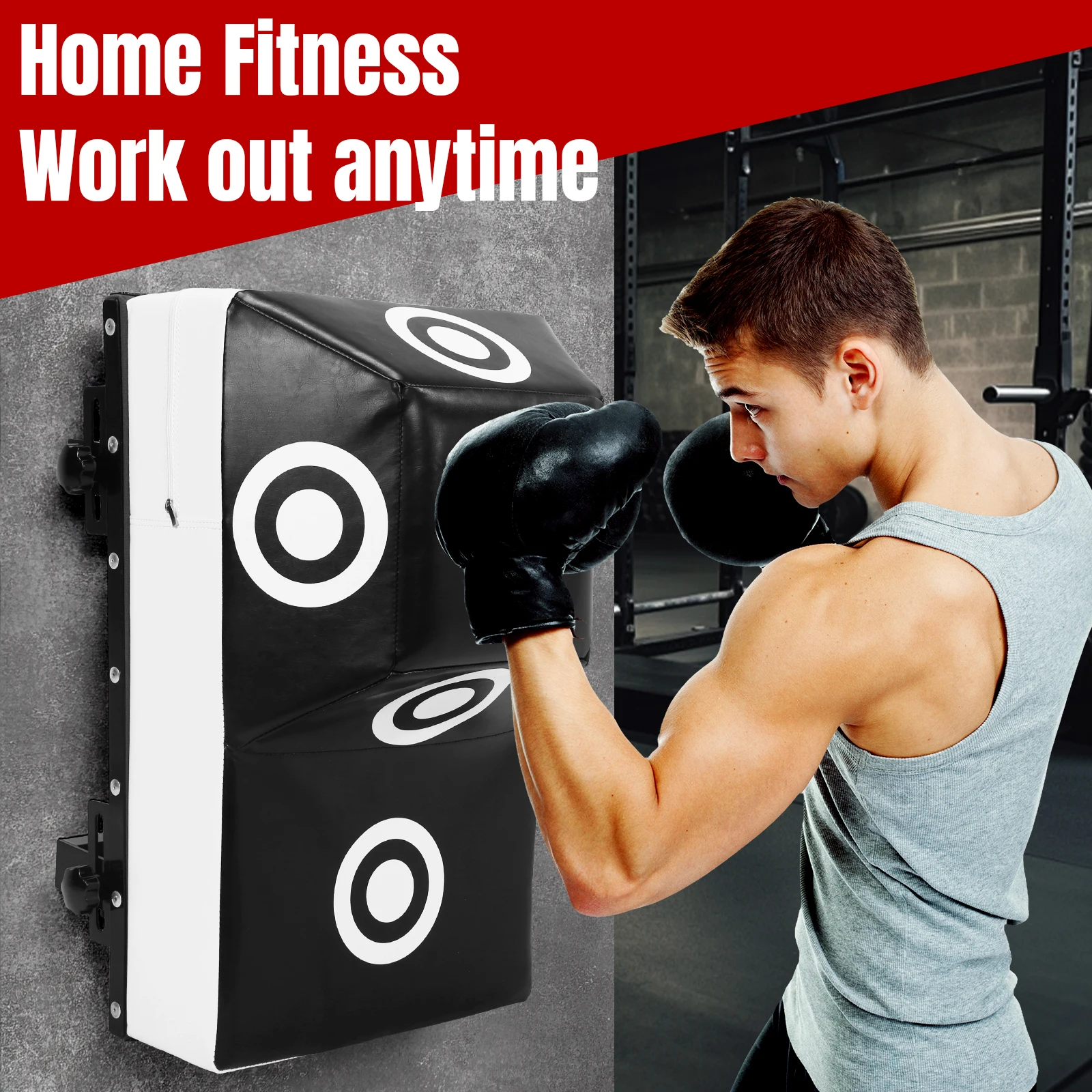 Saco de Boxeo de Pared para Entrenamiento de MMA y Uppercut con Puntos de Marcación, Ángulo Ajustable y Espuma de Alta Densidad para Gimnasios en Casa